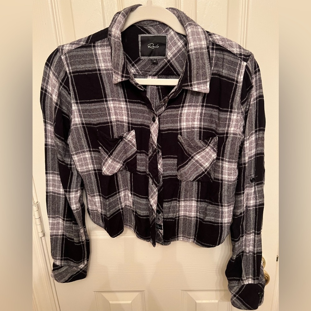 Rails plaid crop button down